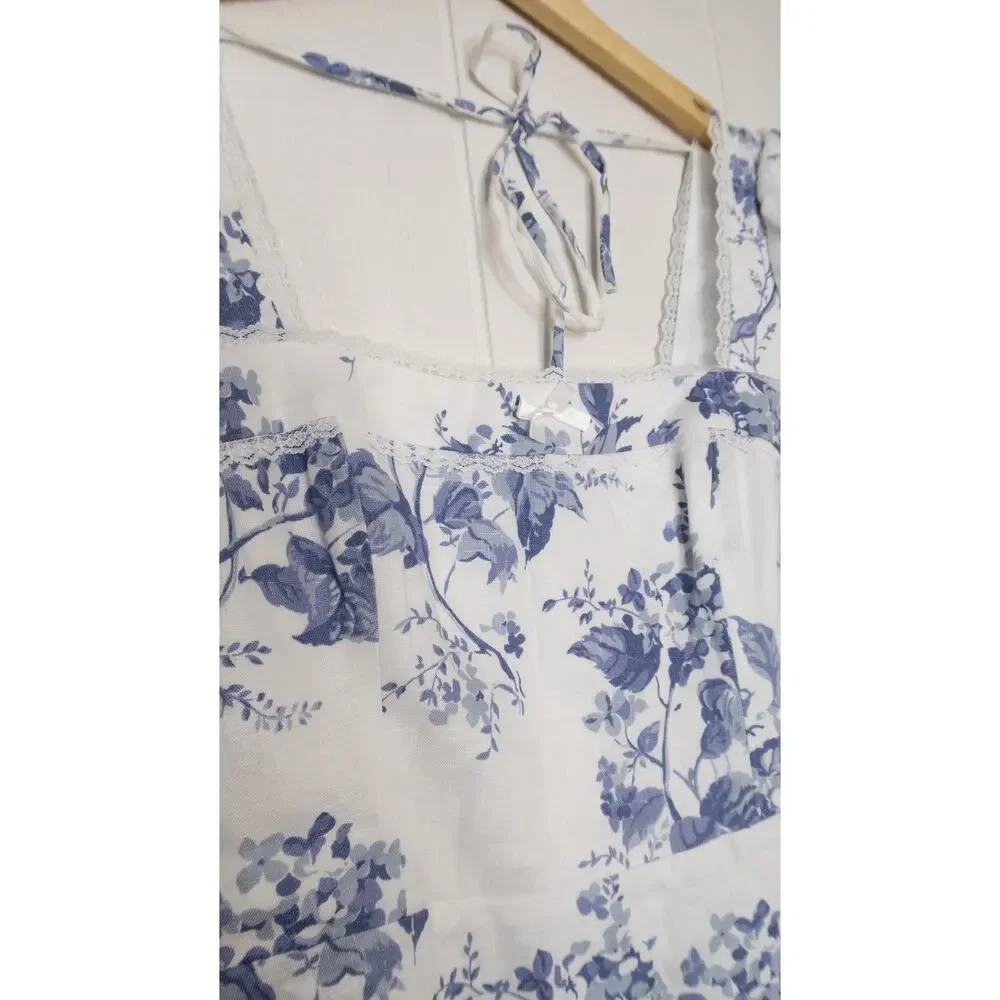 REFORMATION Evianna Linen Blue & White Toile Puff Sleeve Mini Dress US 10 NWT - Picture 11 of 14